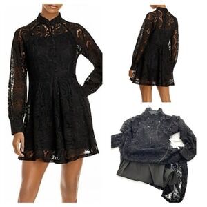 MSRP $118 Aqua Lace Mini Skater Dress Black Size XS Goth Emo Kawaii Girly Grunge